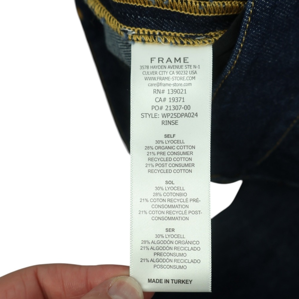 FRAME The Tapered Trouser Jeans 27 NWT Dark Rinse Pleated Wide Leg Denim - Picture 6 of 7
